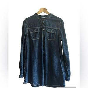 Jessica Denim Tunic Shirt Top Dark Blue Size Large
